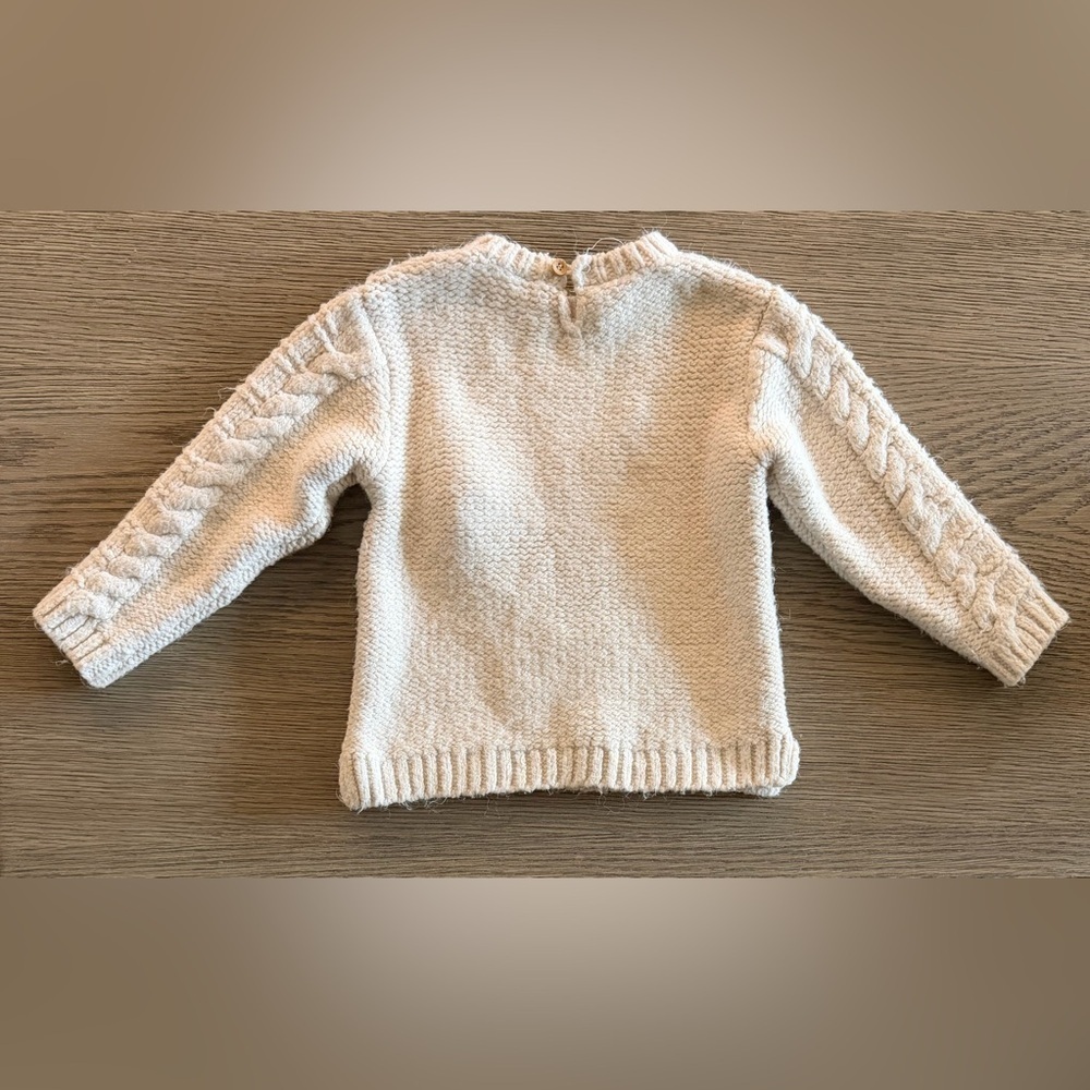Zara Kids Cream Sweater with Red Reindeer Design. Size 2-3 Years - Picture 3 of 4